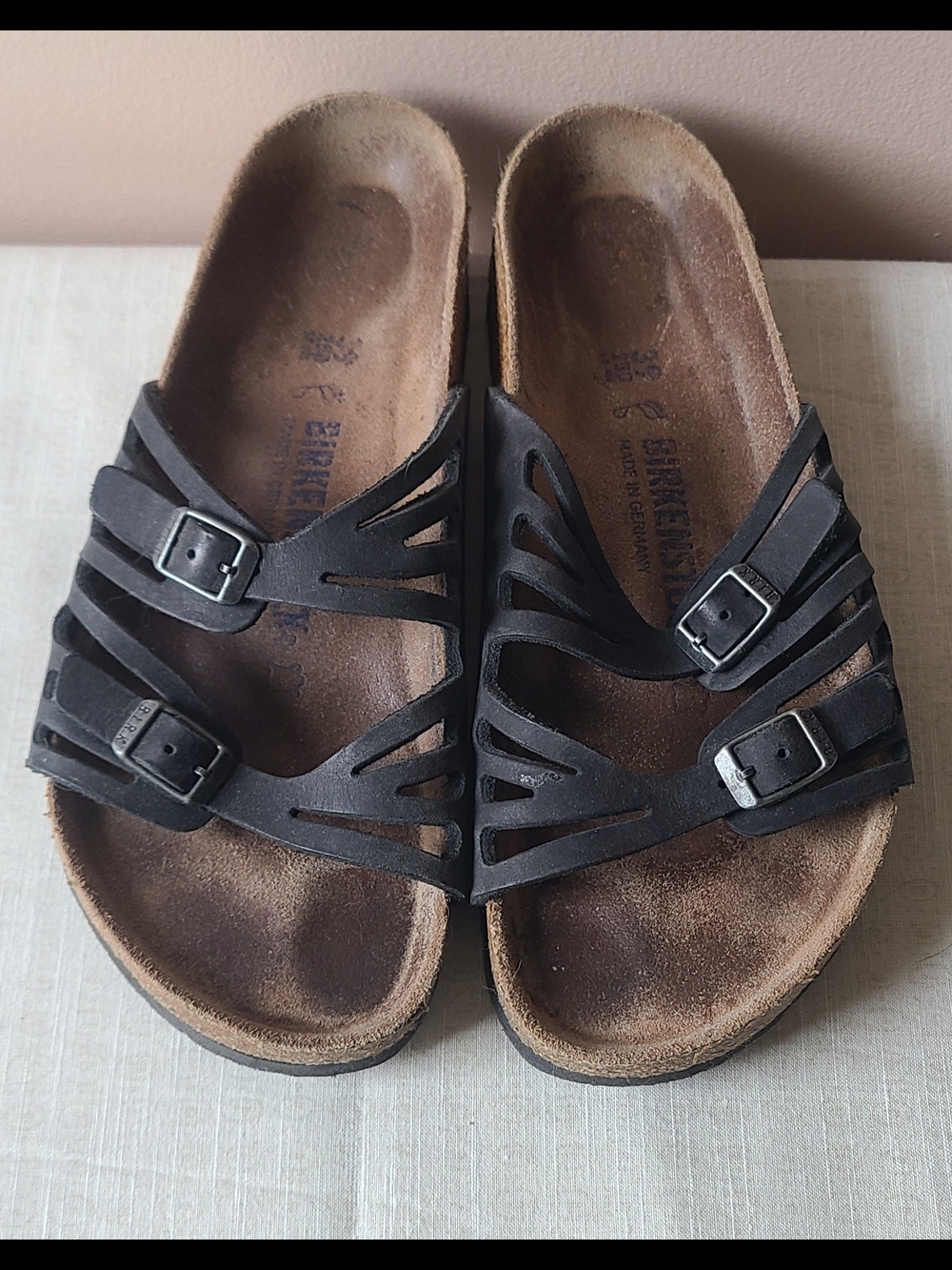 Birkenstock Black Cutout Dual-Buckle Slide Sandals